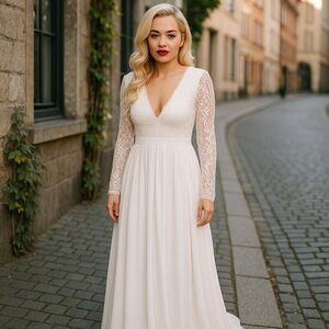 Lulu’s Lace Maxi Wedding Dress in WHT Size Small